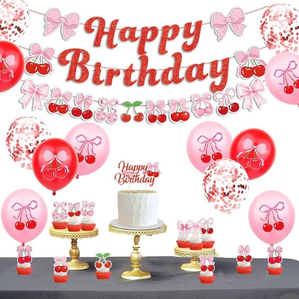 Cherry Themed Birthday Party Decoration Set